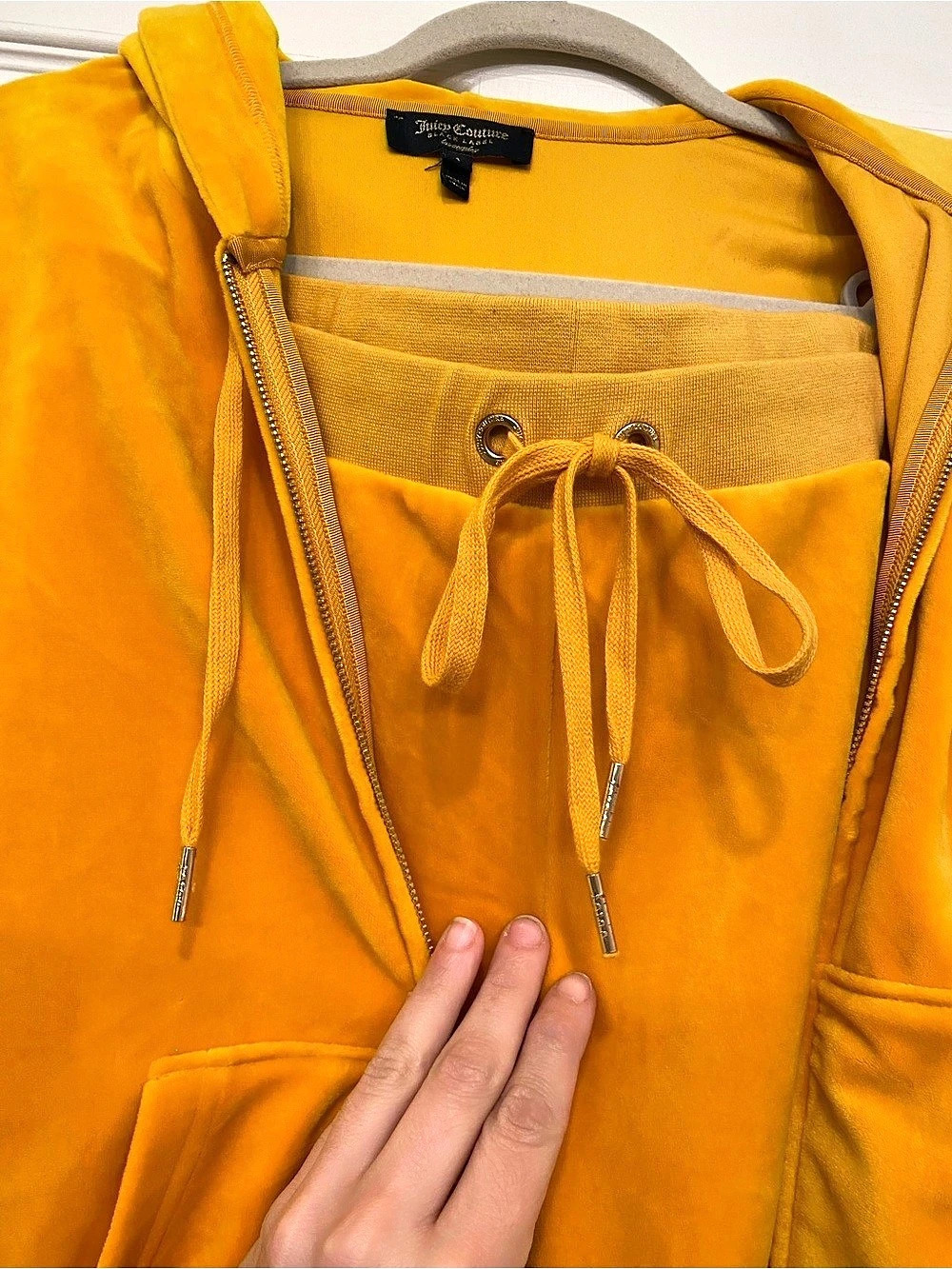 Juicy Couture Black Label Velour Tracksuit Set Yellow Small - Picture 2 of 5